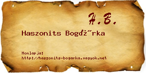 Haszonits Bogárka névjegykártya